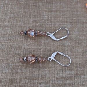 Silver Tone Leverback Beaded Earrings